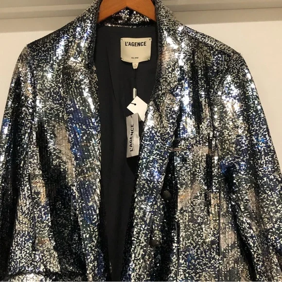 L'AGENCE Kenzie Sequin Double Breasted Blazer - Picture 5 of 12